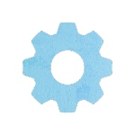 Animated image of a blue gear spinning against a transparent background