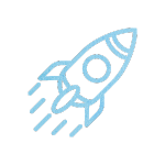 Illustration of a rocket symbolizing innovation and progress in a line art style